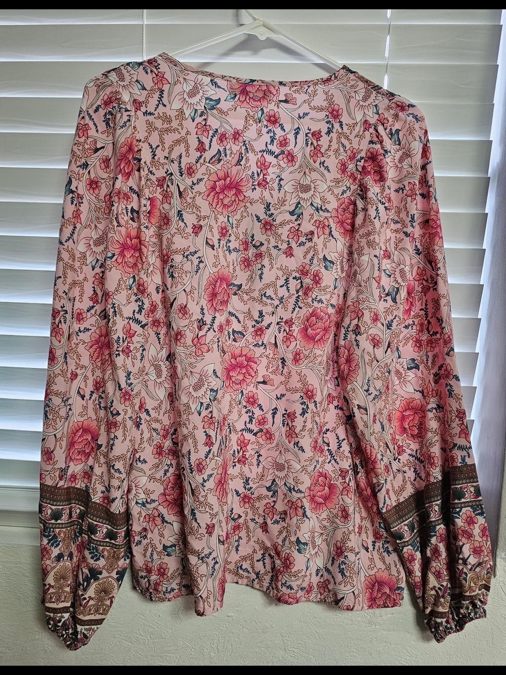 Women's Pink Floral Tie-Front Boho Tunic - Picture 6 of 8